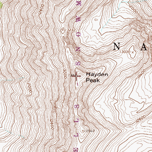 Topographic Map of Hayden Peak, CO