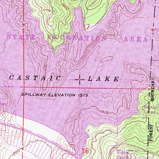 Topographic Map of Castaic Lake, CA