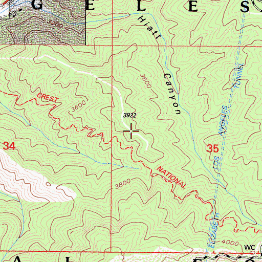 Topographic Map of Los Angeles County Camp 7, CA