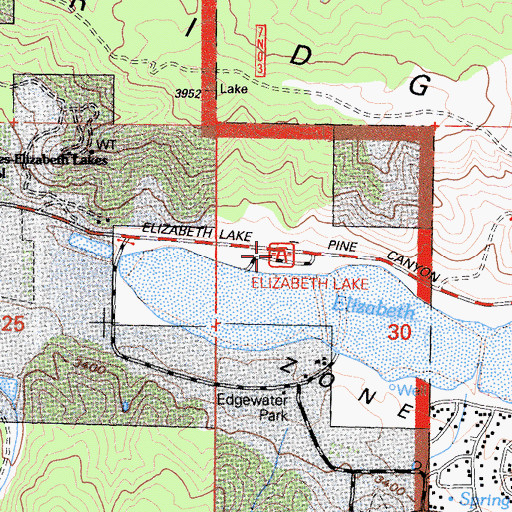 Topographic Map of Elizabeth Lake Picnic Area, CA