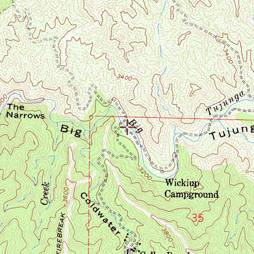 Topographic Map of Colby Bridge Day Use Area, CA
