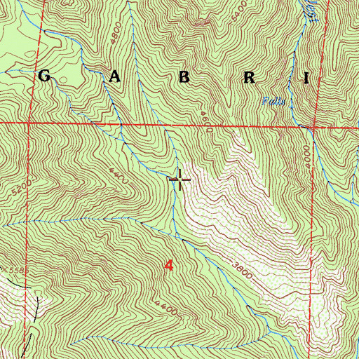 Topographic Map of San Gabriel Wilderness, CA