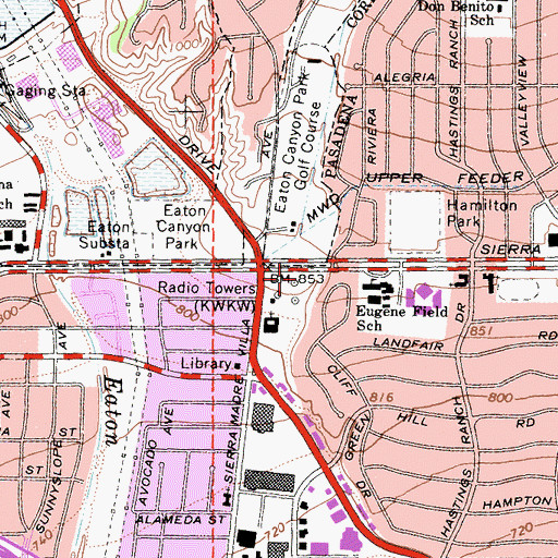 Topographic Map of KWKW (Radio Tower), CA