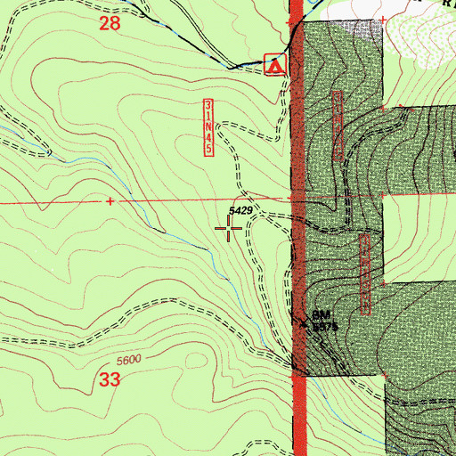 Topographic Map of Lassen National Forest Supervisor Office, CA