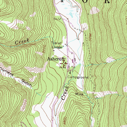 Topographic Map of Ashcroft, CO