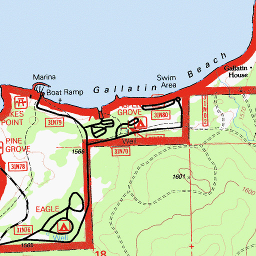 Topographic Map of Aspen Grove Picnic Area, CA