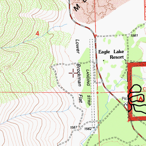 Topographic Map of Lower Brockman Flat, CA