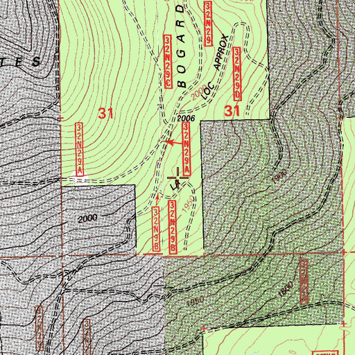 Topographic Map of Bogard Well, CA