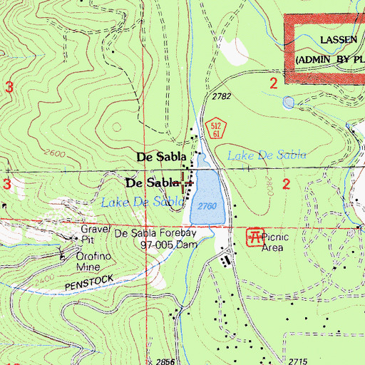 Topographic Map of De Sabla, CA