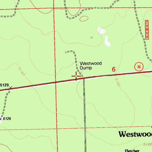 Topographic Map of Westwood Dump, CA