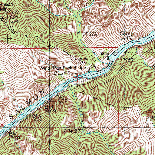 Topographic Map of Wind River Boat Ramp, ID