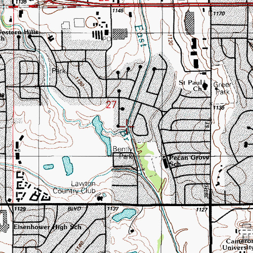Topographic Map of Meadowbrook Creek, OK