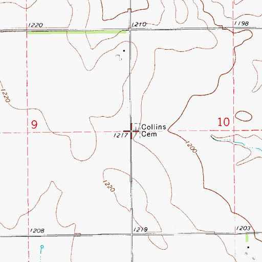 Topographic Map of Collins Cemetery, OK
