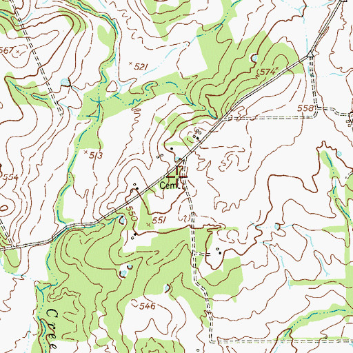 Topographic Map of Elm Creek Cemetery, TX