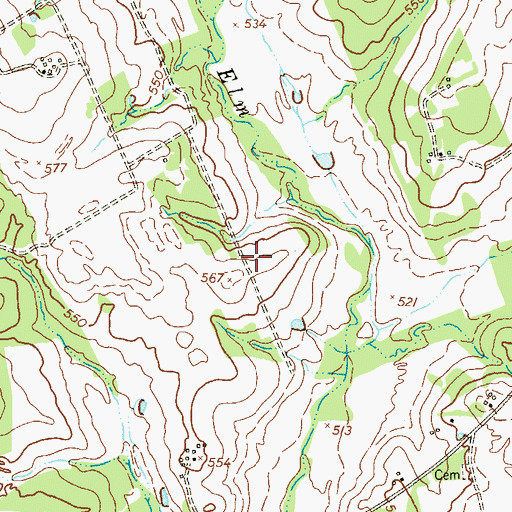 Topographic Map of Hoffmann Cemetery, TX