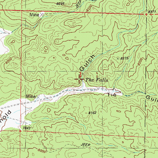 Topographic Map of The Falls, CO