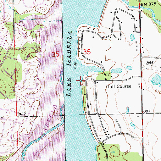Topographic Map of Lake Isabella, MI