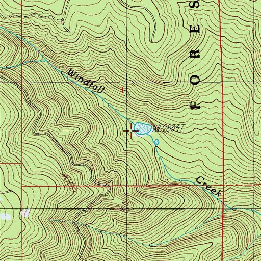 Topographic Map of Windfall Lake, OR