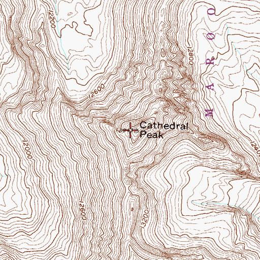 Topographic Map of Cathedral Peak, CO