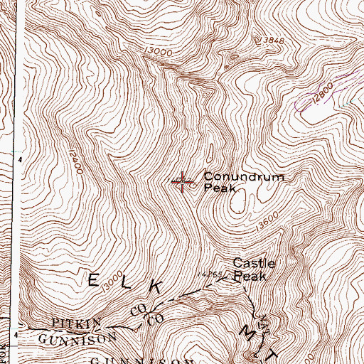 Topographic Map of Conundrum Peak, CO
