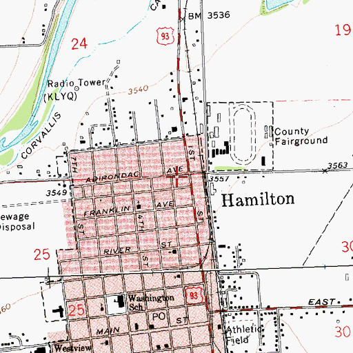 Topographic Map of Rocky Mountain Laboratory Historical Marker, MT