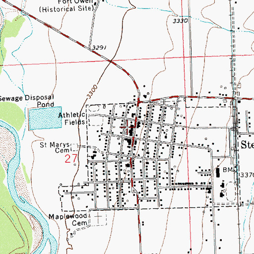 Topographic Map of North Valley Public Library, MT