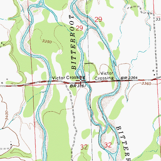 Topographic Map of Victor Bridge, MT
