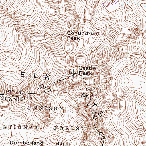 Topographic Map of Castle Peak, CO