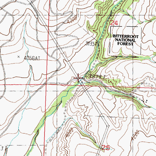 Topographic Map of Left Fork Three Mile Creek, MT