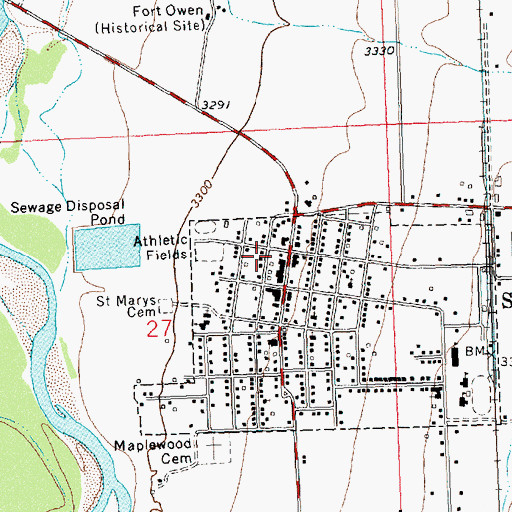 Topographic Map of Stevensville Police Department, MT