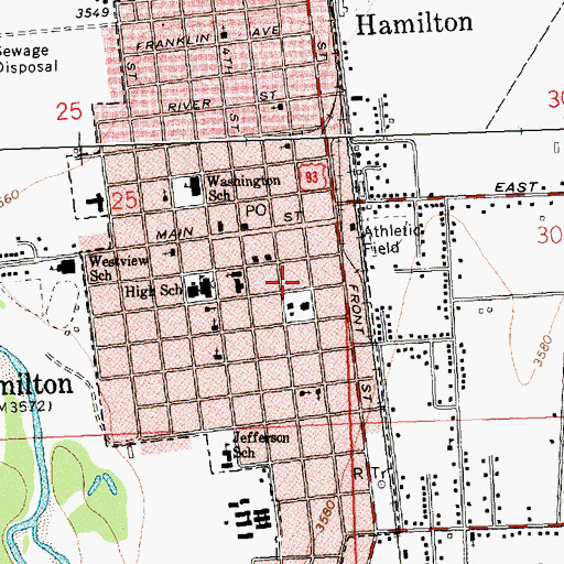 Topographic Map of Hamilton Police Department, MT