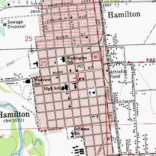 Topographic Map of Hamilton Volunteer Fire Department, MT