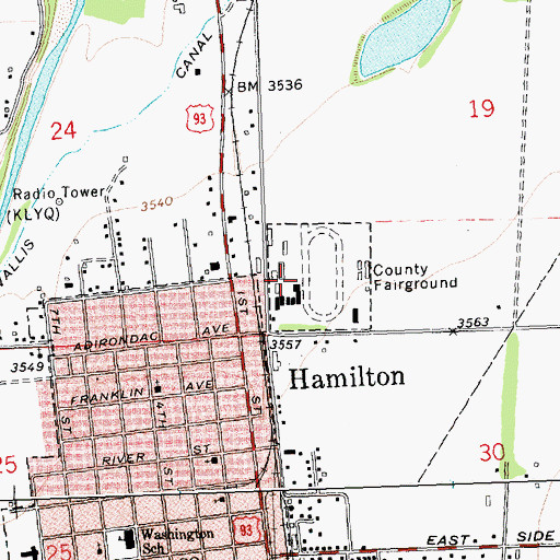 Topographic Map of Ravalli County Fairgrounds, MT