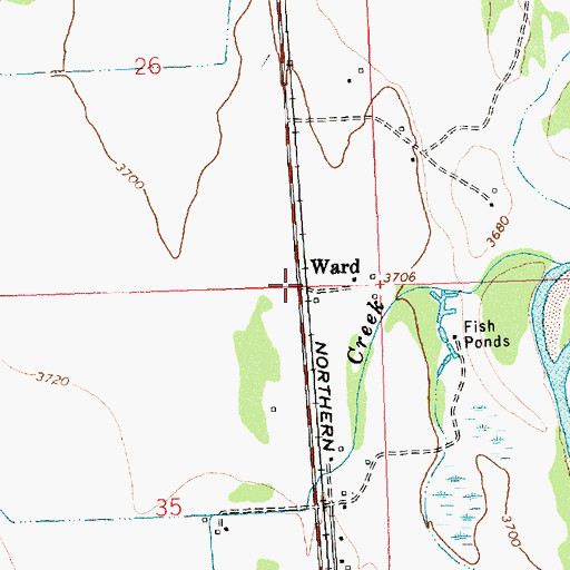 Topographic Map of Ward Post Office (historical), MT
