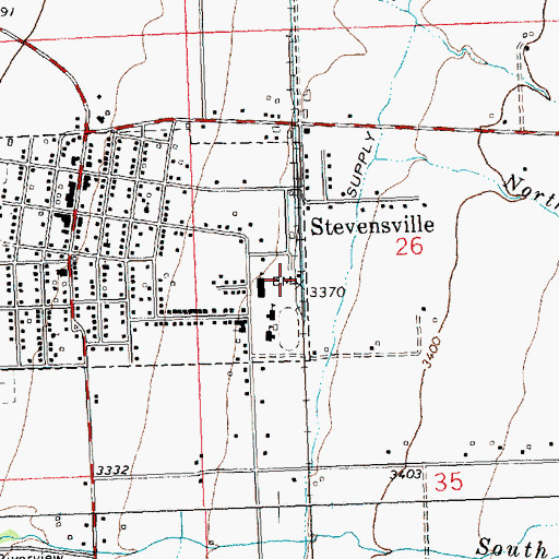 Topographic Map of Stevensville, MT
