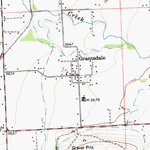Topographic Map of Grantsdale, MT