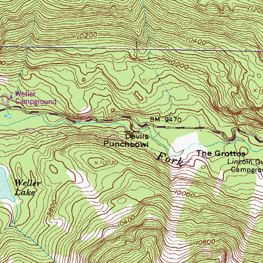 Topographic Map of Devils Punchbowl, CO