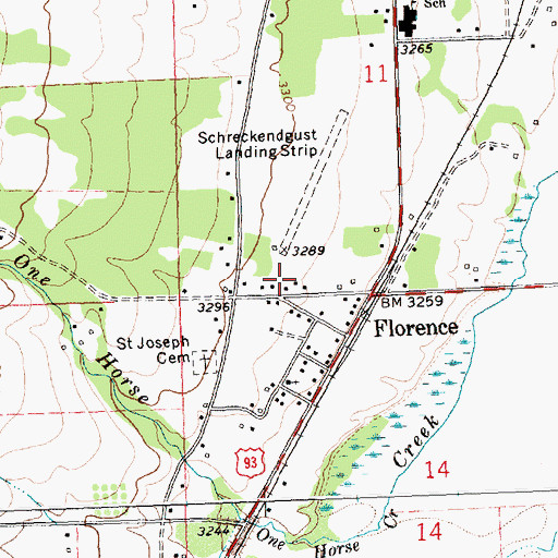 Topographic Map of Florence Post Office, MT