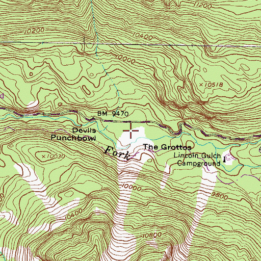 Topographic Map of Grottos Campground, CO