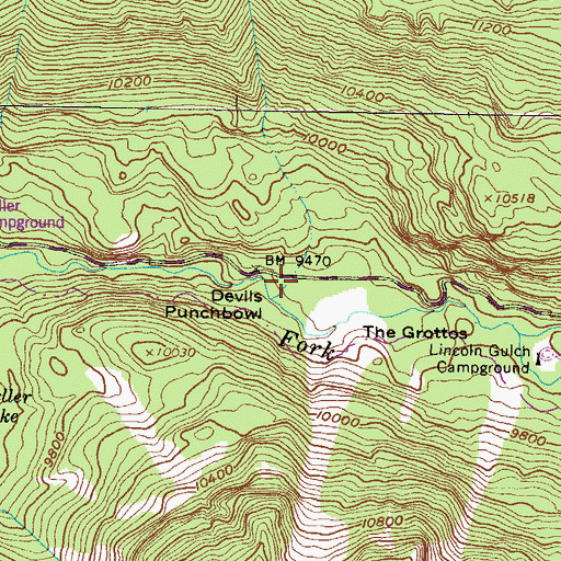 Topographic Map of The Grottos, CO