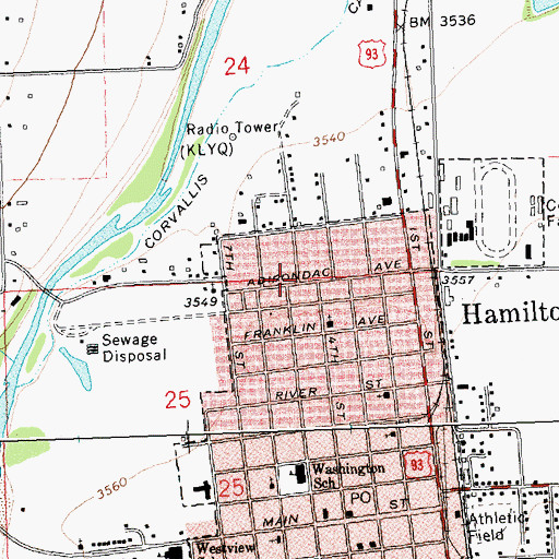 Topographic Map of Valley Baptist Church, MT