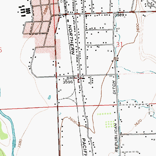 Topographic Map of First Baptist Church, MT