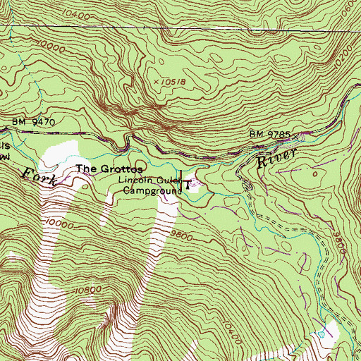 Topographic Map of Lincoln Gulch Campground, CO