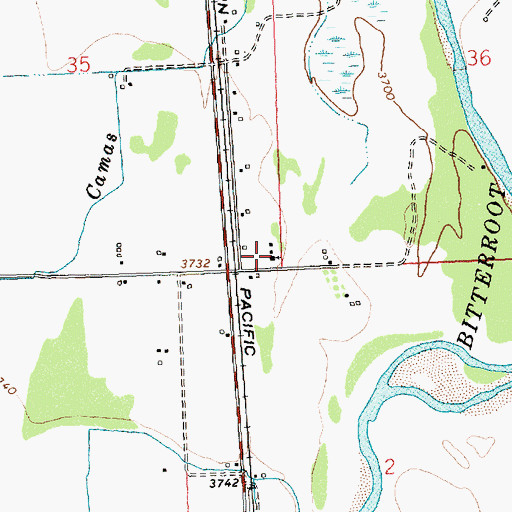 Topographic Map of Charlos Heights Community Church, MT