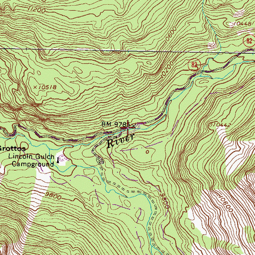 Topographic Map of Upper Grottos Campground, CO