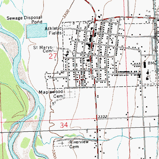 Topographic Map of Community Baptist Church, MT