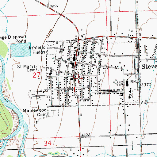 Topographic Map of First Baptist Church of Stevensville, MT