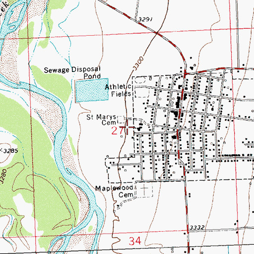 Topographic Map of Saint Marys Church, MT