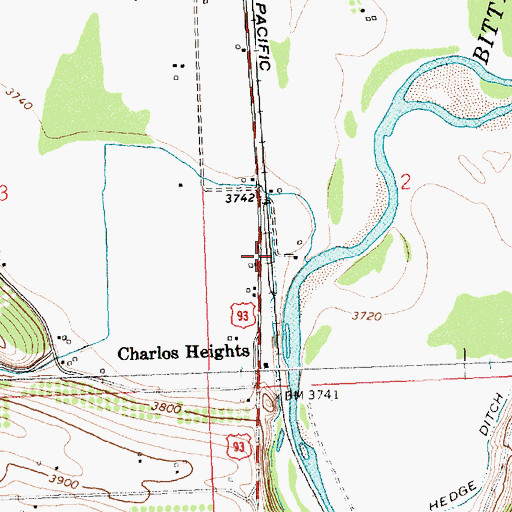 Topographic Map of Charlos Heights (historical), MT