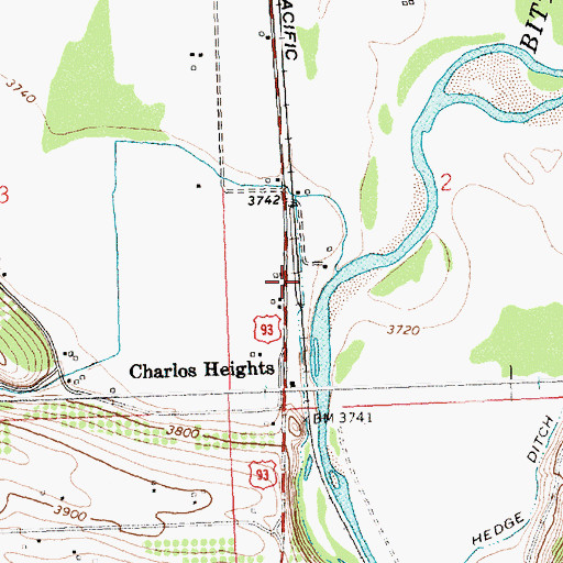 Topographic Map of Charlos Heights School (historical), MT